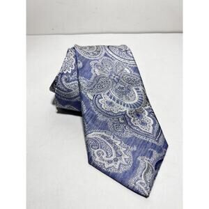 Josiah France EUC Men's Lavender Paisley Linen/Silk Tie Necktie Handmade Italy